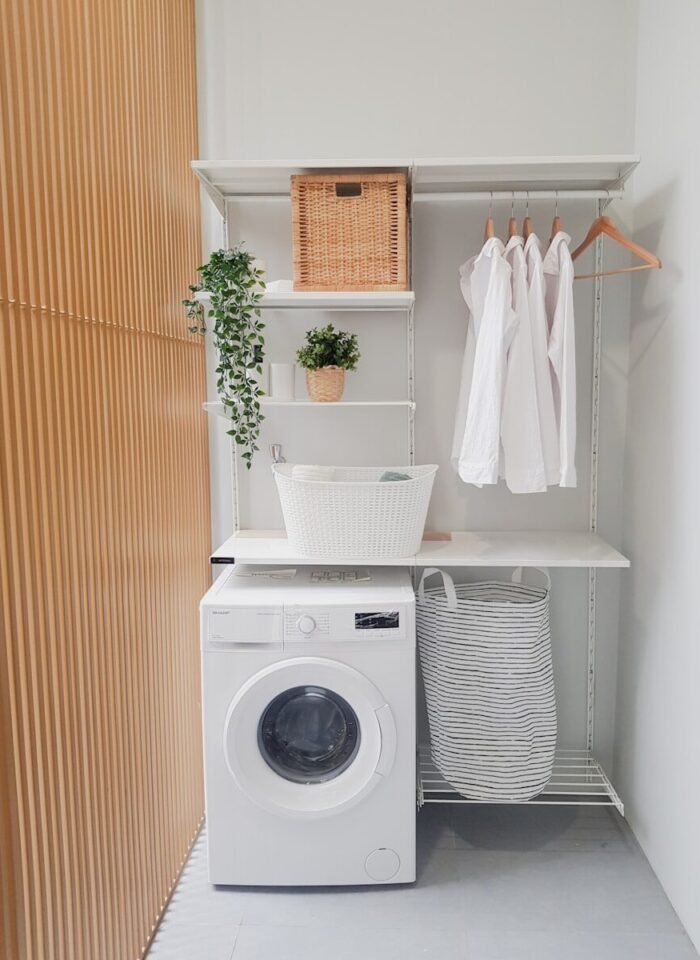 small laundry room with a washer and dryer